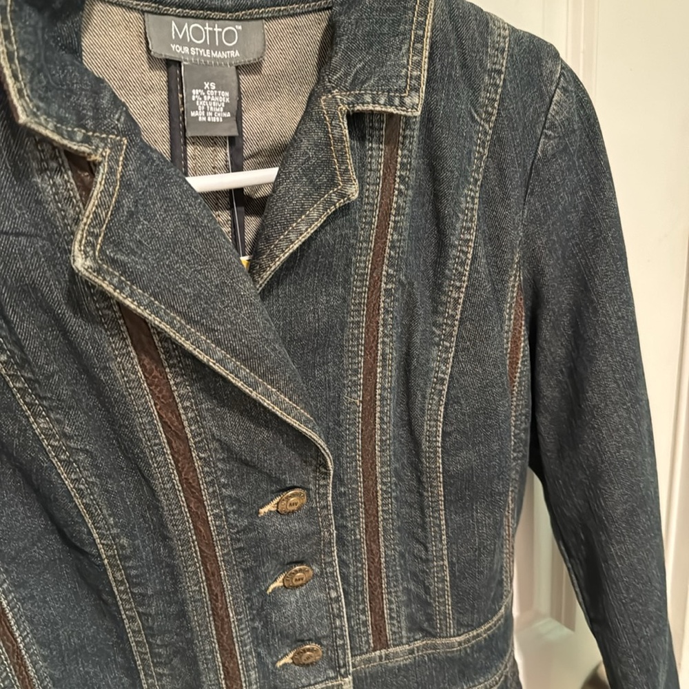 Motto Denim 3/4 Length Duster Style Jacket Size XS NWT - Picture 7 of 12